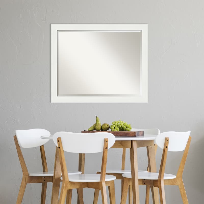 Beveled Wall Mirror - Vanity White Narrow Frame - Vanity White Narrow