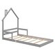 preview thumbnail 15 of 24, Twin Size Pine Wood House-Shaped Headboard Floor Bed with Handrails and Slats