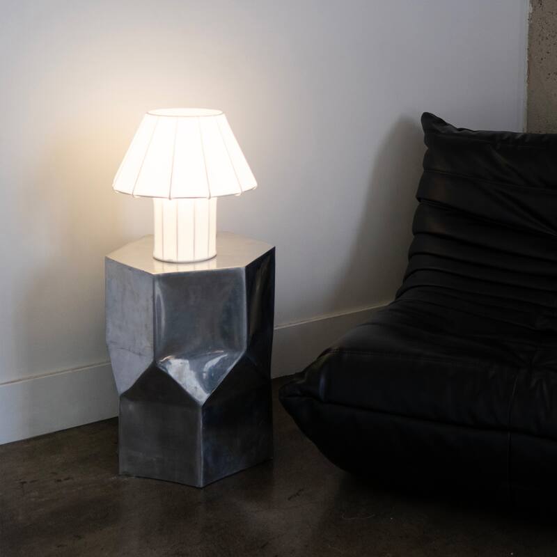 Brightech Celeste 12.6 in Matte White Mid-Century 9W 800Lm 3000K Dimmable LED Modern Unique Table Lamp With Resin Empire Shade