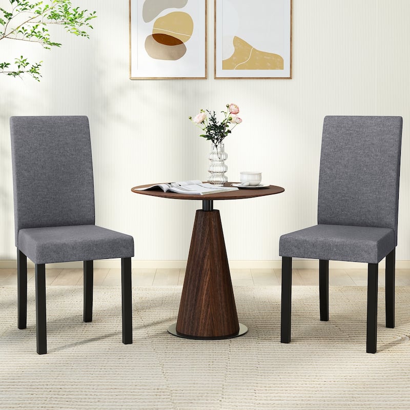 Gymax Dining Chair Set of 4 Fabric Upholstered Rubber Wood Legs Side