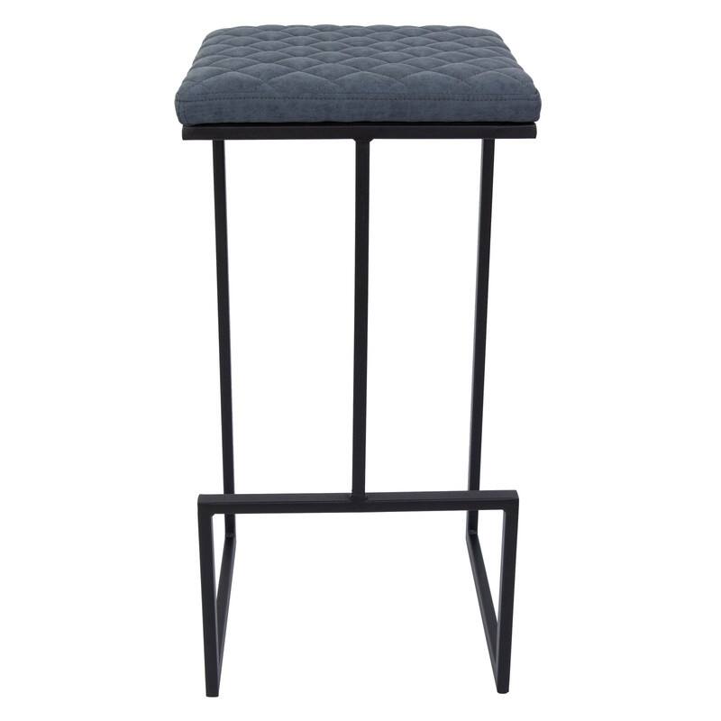 Quincy Leather Quilted Counter Height Barstool (Set of 2) with Upholstered Square Seats & Footrest for Home Bar & Kitchen