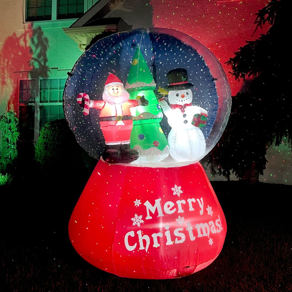 Fraser Hill Farm 6-Ft. Tall Prelit Santa and Snowman Snow Globe Inflatable