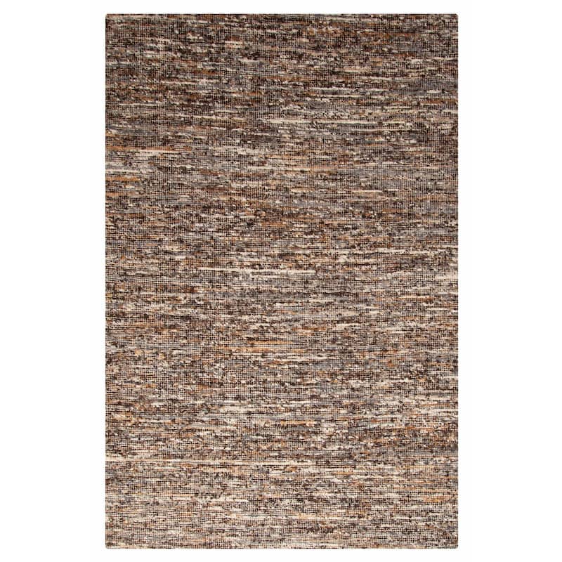 ECARPETGALLERY Braid weave Sienna Dark Brown Wool Rug - 6'1 x 9'1