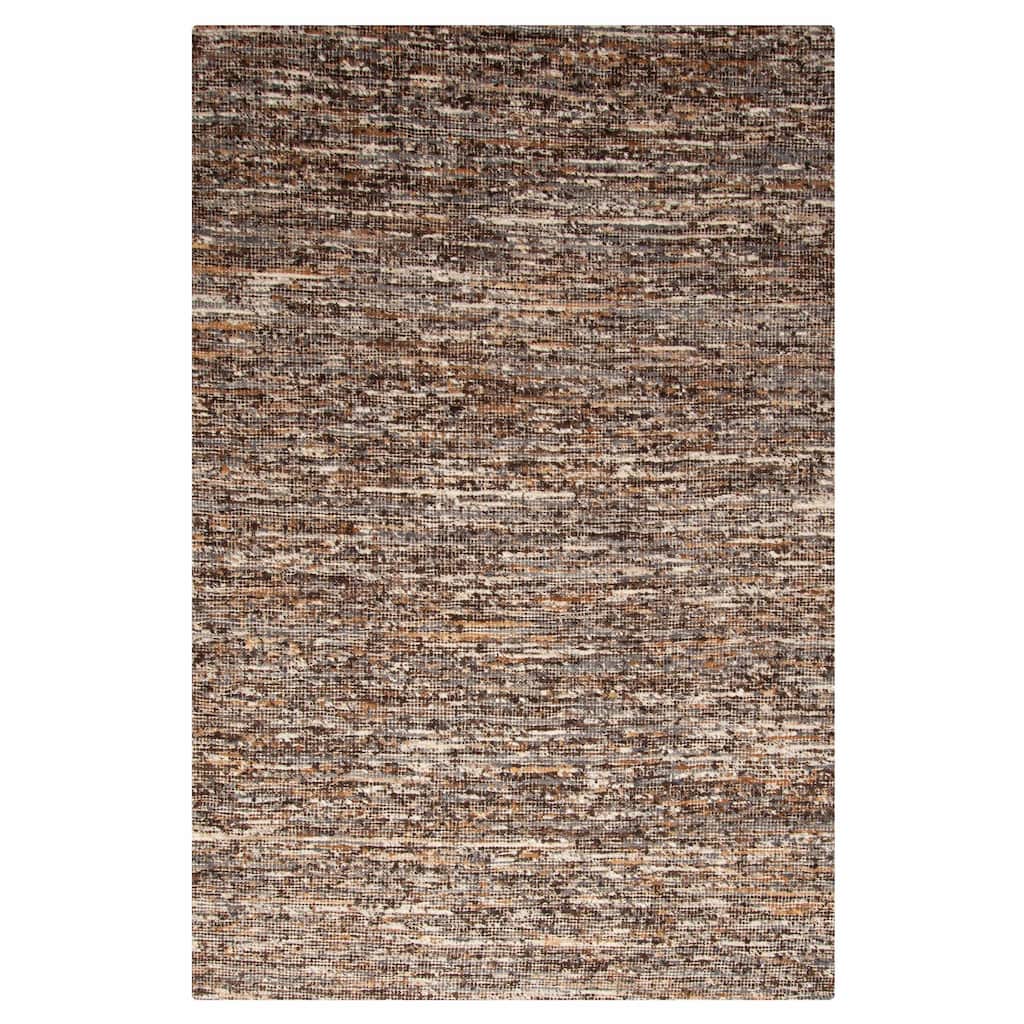 ECARPETGALLERY Braid weave Sienna Dark Brown Wool Rug - 6'1 x 9'1