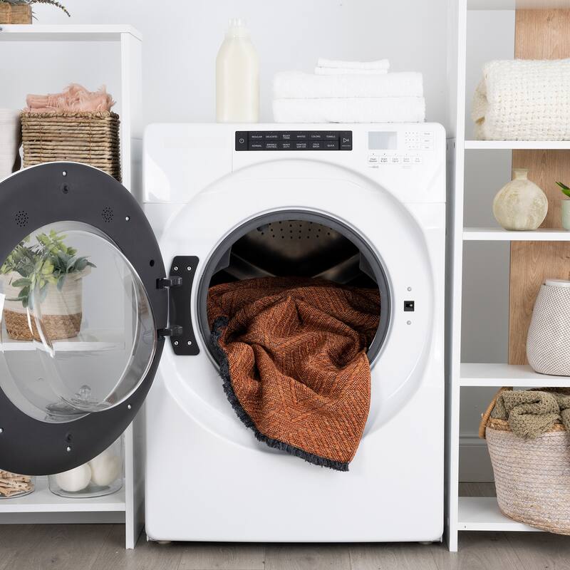 Alameda Solid Color Chevron Machine Washable Indoor Area Rug