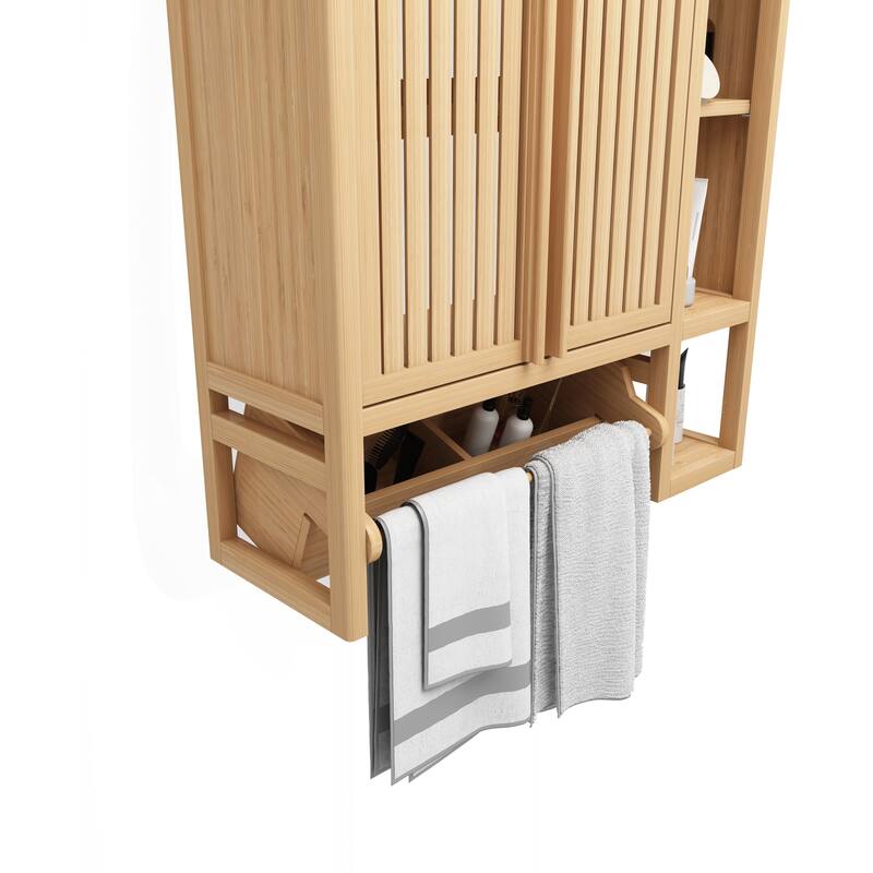 Versatile Bamboo Wall Mounted Cabinet for Home Storage and Decoration