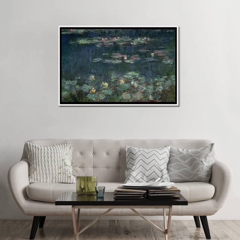 iCanvas "Waterlilies- Green Reflections, 1914-18 " by Claude Monet Framed Canvas Print