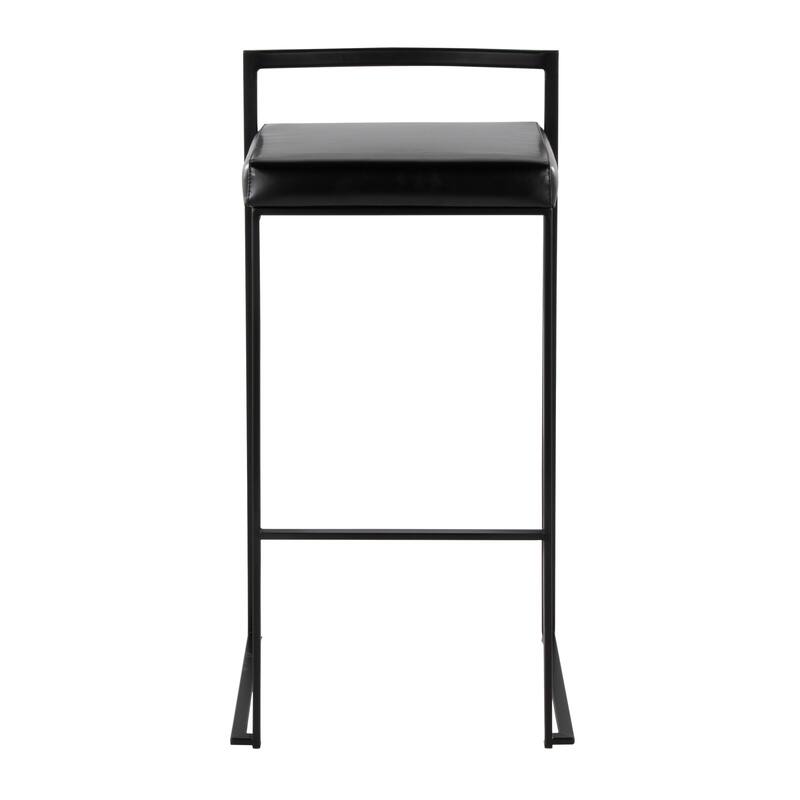 Porch & Den Forrest 30" Black Stackable Fully Welded Bar Stool (Set of 2)