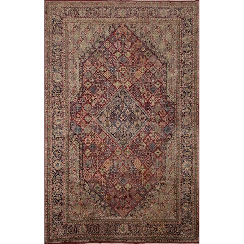 Hand Knotted Oriental 100% Wool Carpet Traditional Floral Red Isfahan Area Rug - 14' 9'' X 10' 5''