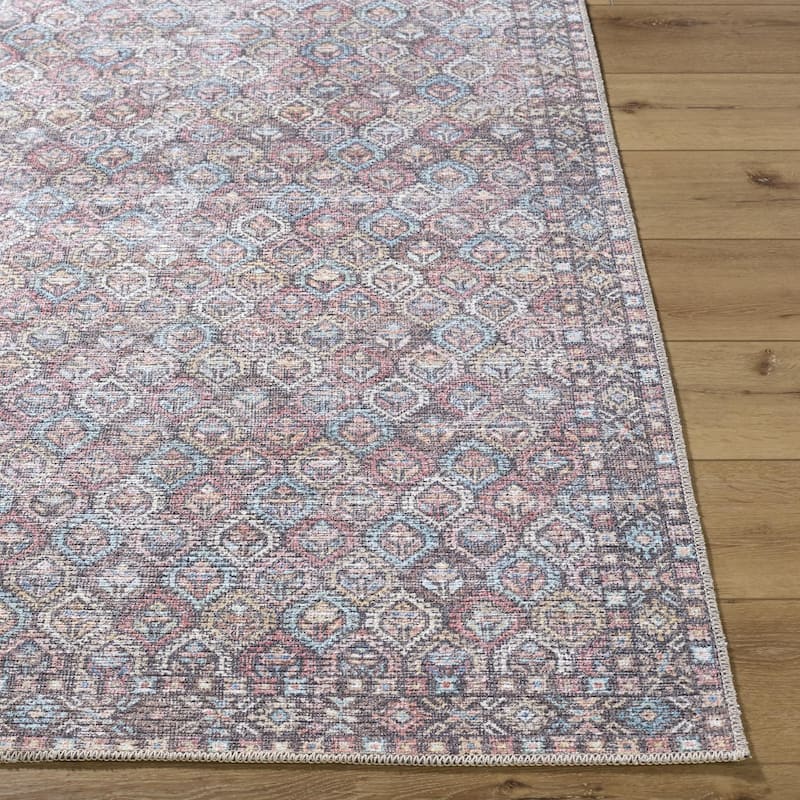 Livabliss Traditional Vinny Diamond Washable Area Rug