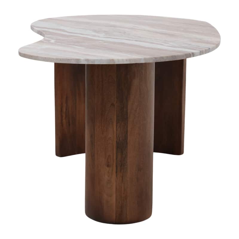 Wood Marble Coffee Table Modern Style Length Living Room - 18" Brown - 40.5" x 21" x 18.5"