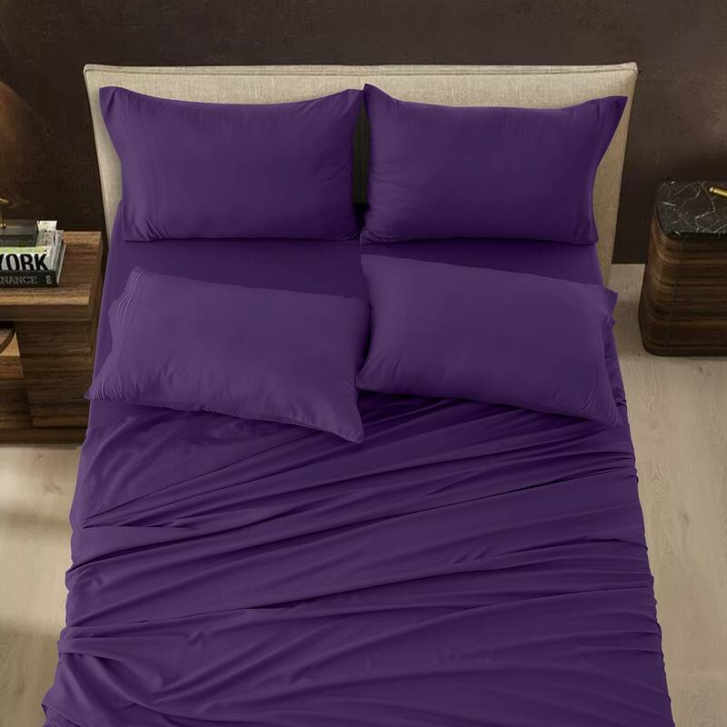 6 Piece Bed Sheet Set Deep Pocket Ultra Soft Microfiber Bedding Sheets