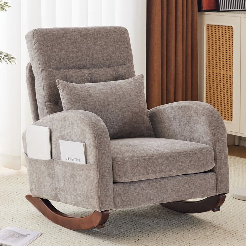 Upholstered Rocking Chair - Grey