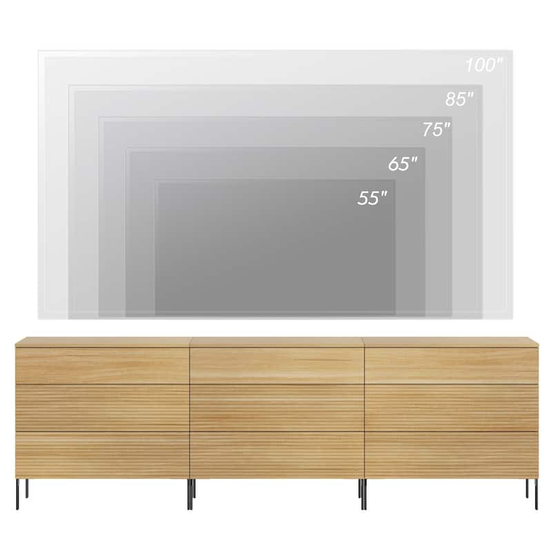 31.5" Reeded Dresser TV Stand, Modern Minimalist Entertainment Center, Wooden TV Console 