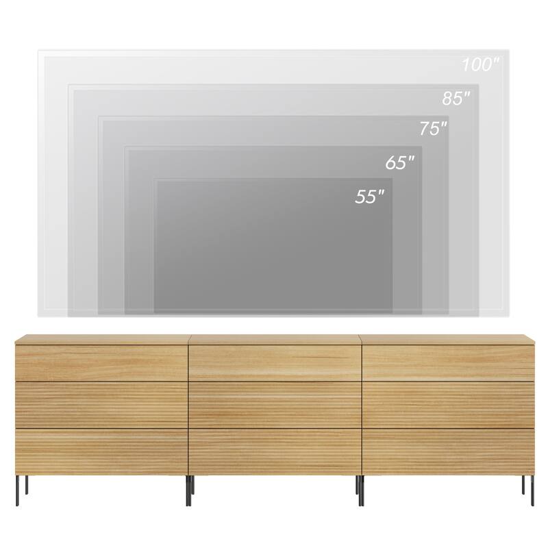 Modern Wood 3-Drawer Dresser With Reeded Design, Minimalist Dresser Organizer Storage