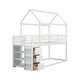 preview thumbnail 3 of 21, Charming Twin over Twin House Bunk Bed with Roof, Shelves, and Drawers, Sturdy Pine Wood Construction, Space-Saving for Kids
