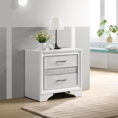 2-drawer Nightstand with Hidden Jewelry Tray，Suitable for bedrooms,living rooms,apartments