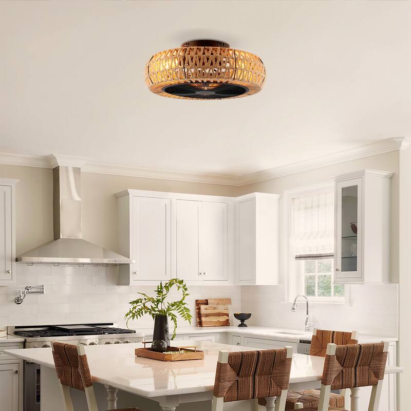 20Inch Ceiling Fans with Remote Control,6 Speed Reversible Flush Mount Low Profile Rustic - N/A