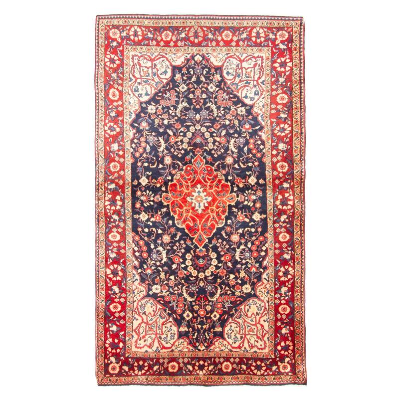 ECARPETGALLERY Hand-knotted Kayseri Navy Wool Rug - 4'5 x 7'7