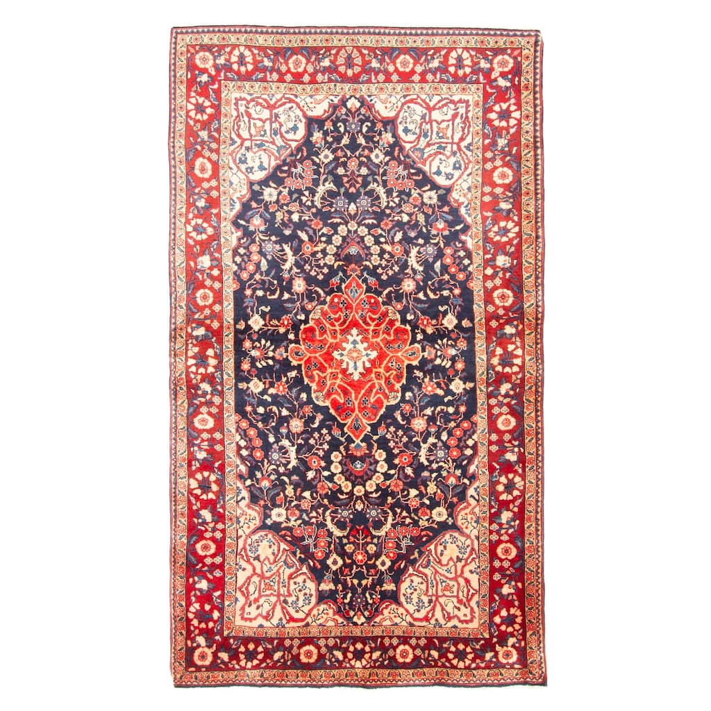 ECARPETGALLERY Hand-knotted Kayseri Navy Wool Rug - 4'5 x 7'7