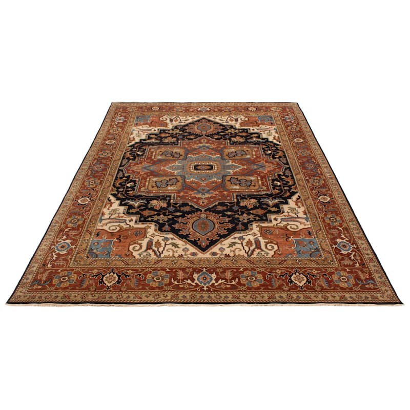 ECARPETGALLERY Hand-knotted Jules Sultane Dark Navy Wool Rug - 9'6 x 13'4