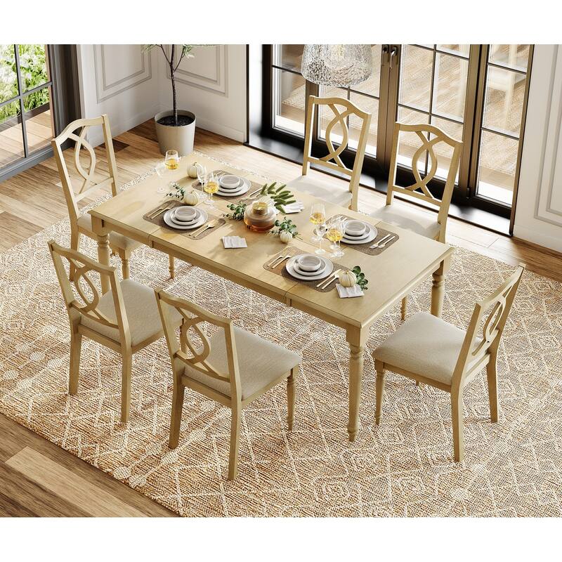 Farmhouse Dining Table Set, Wood Dining Table & Cross-Back Chairs, Oak