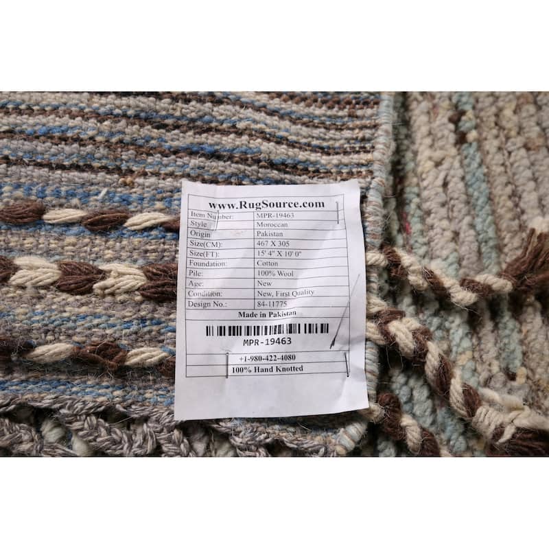 Trellis Moroccan Large Area Rug Handmade Oriental Wool Carpet - 10'0"x 15'4"