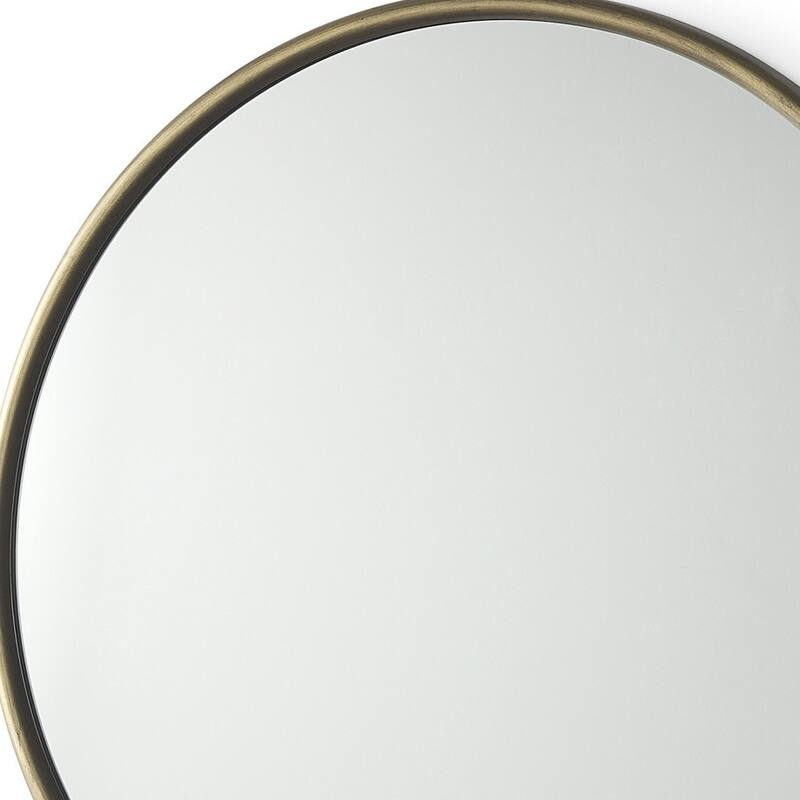 HomeRoots 36" Antiqued Gold Metal Round Framed Accent Mirror - 35.83 in. x 35.83 in. x 0.98 in.