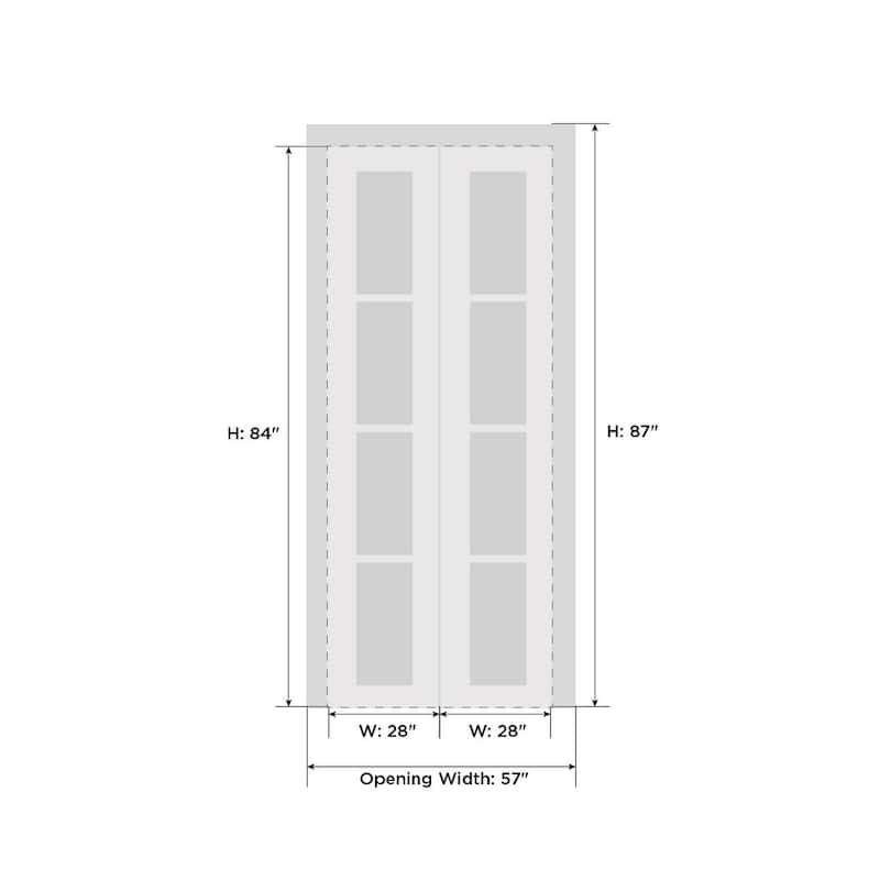 Sliding Closet Bi-fold Doors | Mela 0716 Painted White | Sturdy Tracks Moldings Trims | Wood Solid Bedroom Wardrobe Doors