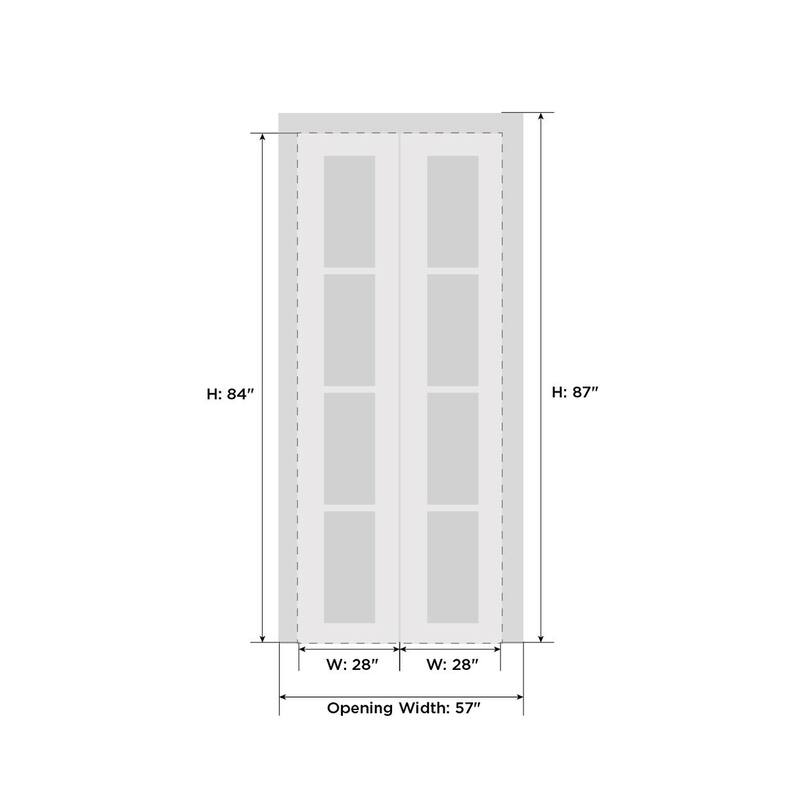Sliding Closet Bi-fold Doors | Mela 0755 Painted White | Sturdy Tracks Moldings Trims | Wood Solid Bedroom Wardrobe Doors