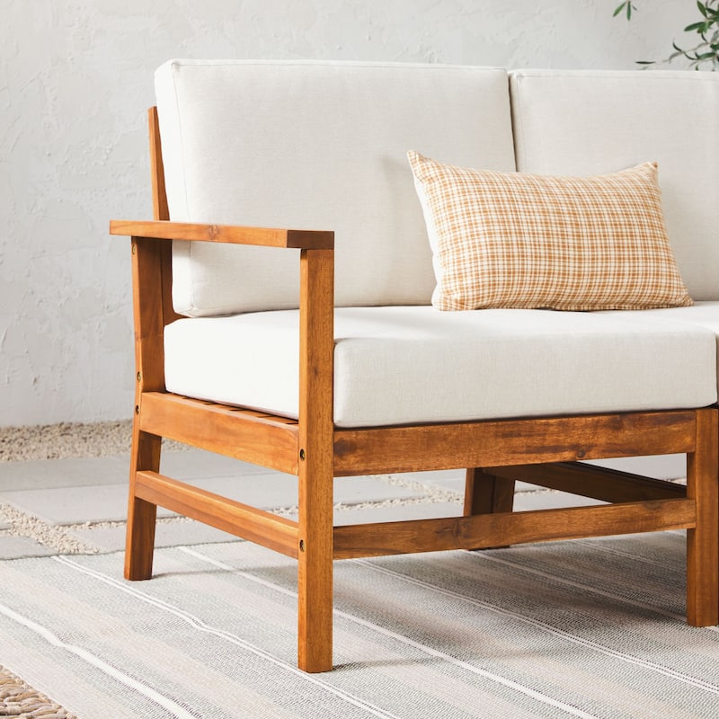Walker Edison 5-Piece Modern Solid Acacia Wood Patio Sectional