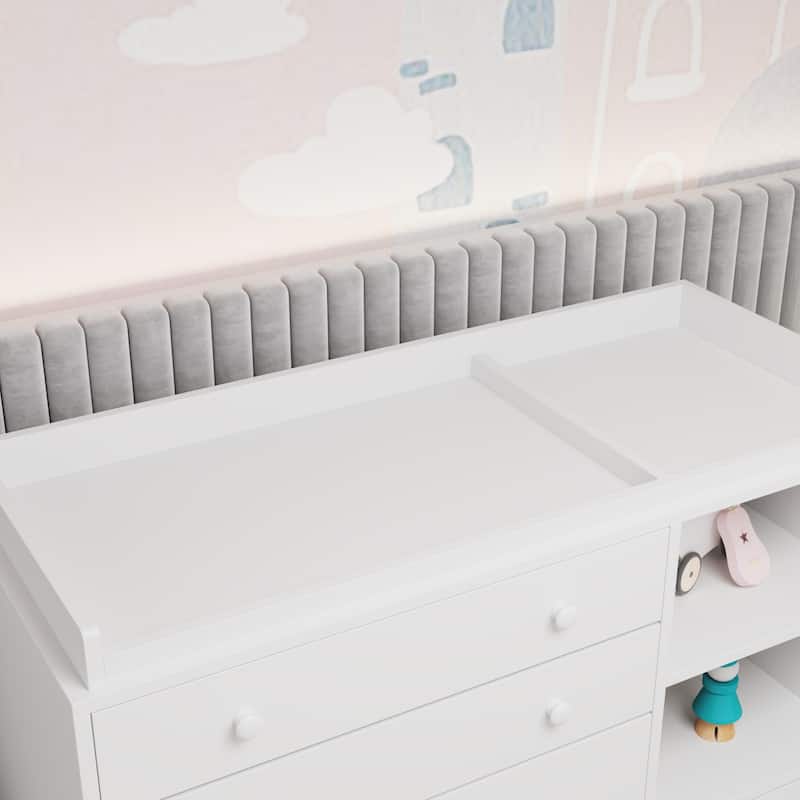 Timechee 47.2"W 5 Drawers Wooden Changing Table Dresser