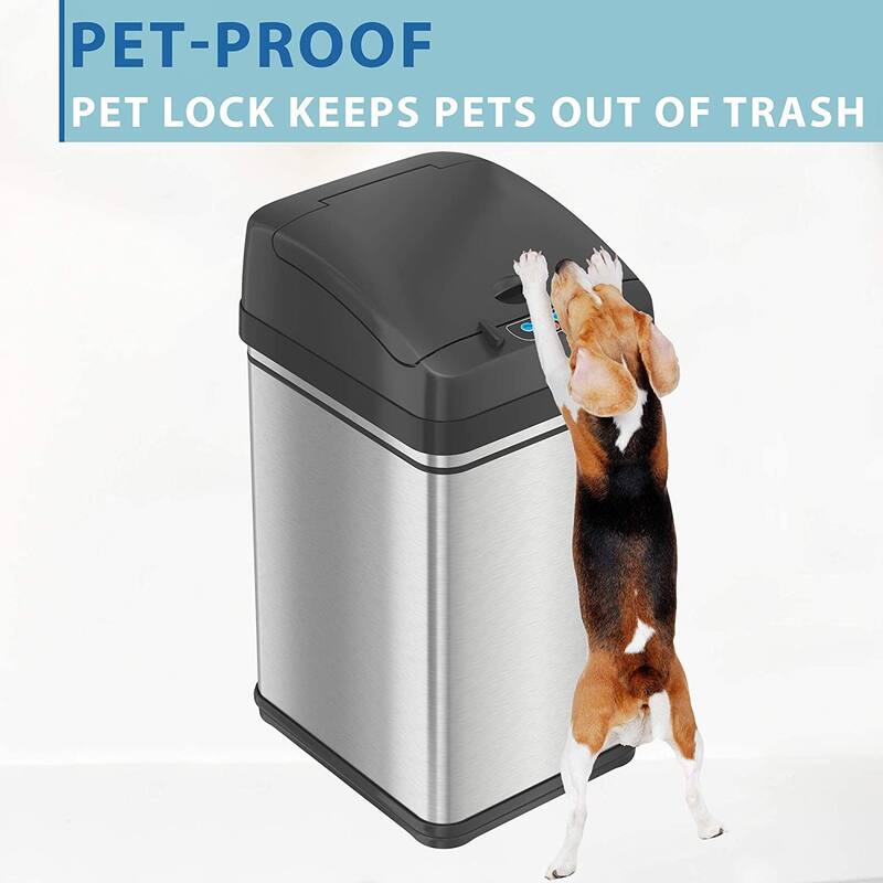 iTouchless 8 Gallon PetProof Sensor Stainless Steel Trash Can with