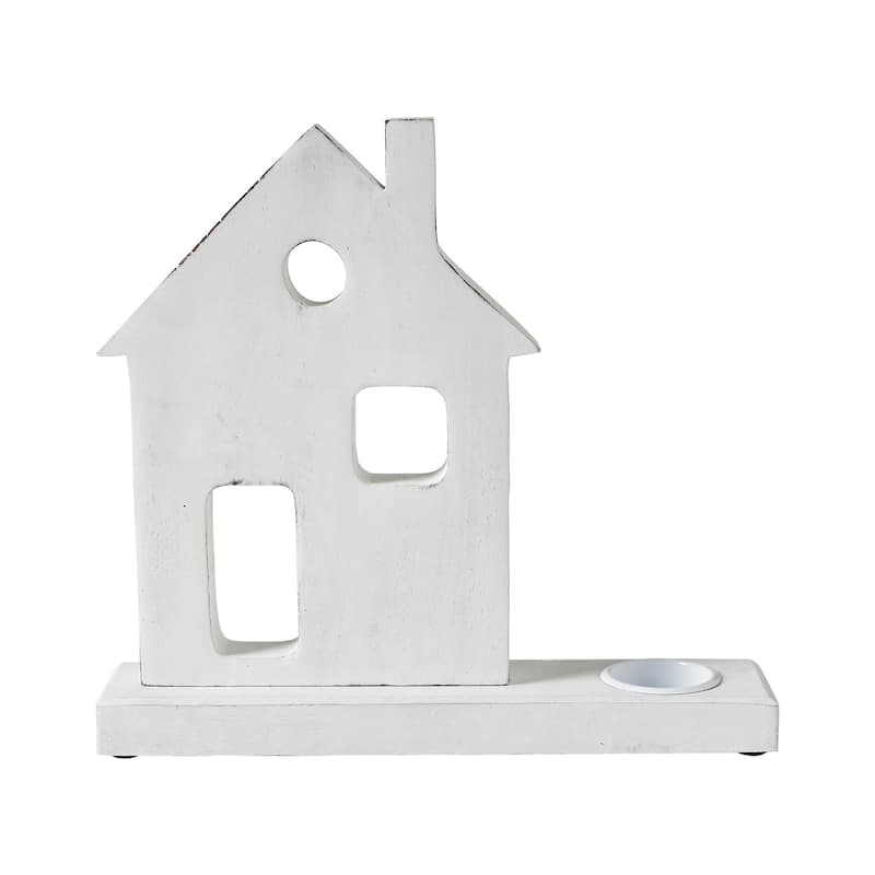 Tealight Holder Village House White 11x10.25x2.5 - N/A