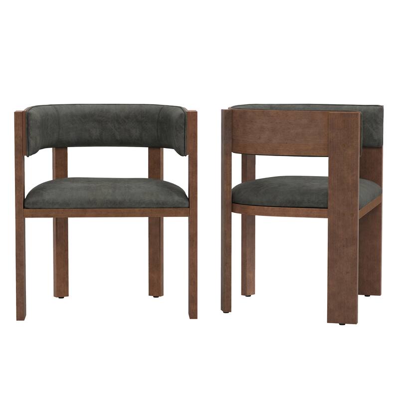 Modern Wooden Dining Chairs Set of 2/4/6 Upholstered Round Dining Chairs Kitchen and Dining Room Chairs with Arm and Backrest