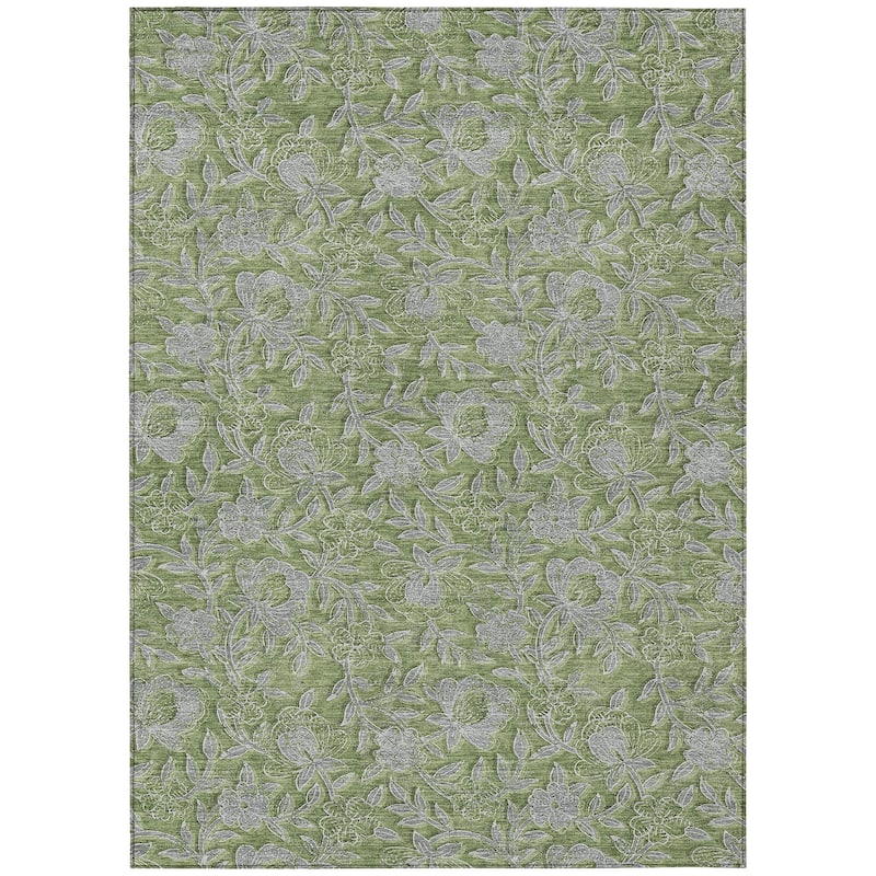 Machine Washable Indoor/ Outdoor Chantille Floral Rug