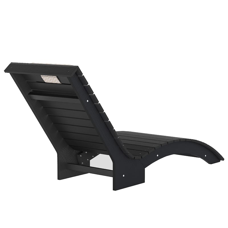 22"W HDPS Outdoor Lounger For Pool, Outdoor Backrest Lounge Chaise With Cushion, Single Pool Lounge Chairs For In Pool