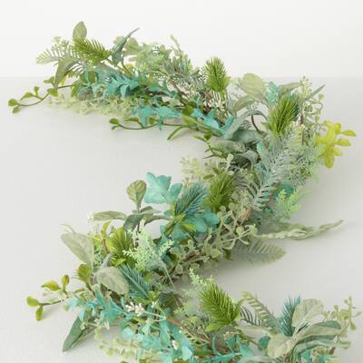 Sullivans 48 in. Artificial Mixed Botanical Garland; Green - 4'L x 5.5"W x 4.5"H