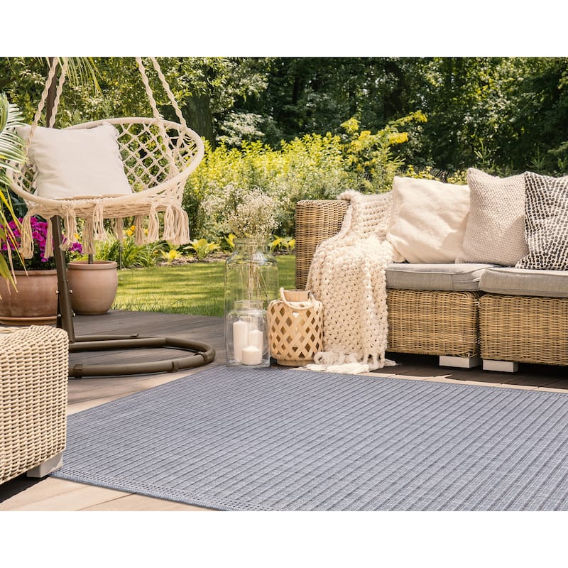 Liora Manne Malibu Simple Border Indoor/Outdoor Rug - 3'3" x 4'11" - Navy