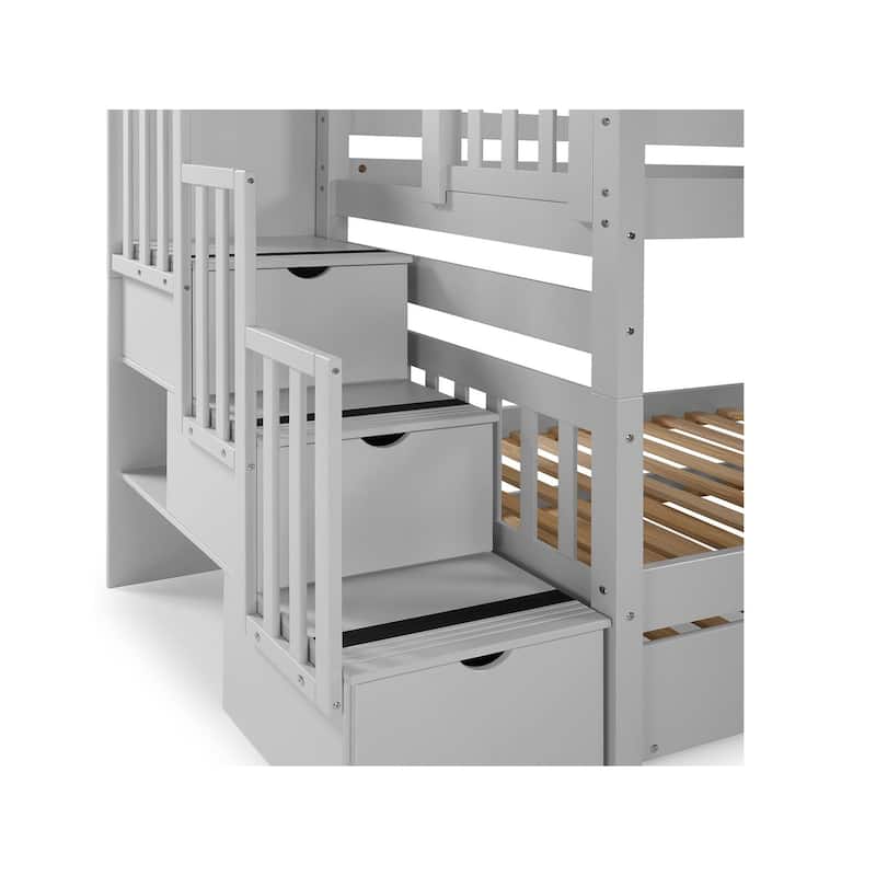 Taylor & Olive Trillium Twin over Twin Stairway Bunk Bed, Twin Trundle
