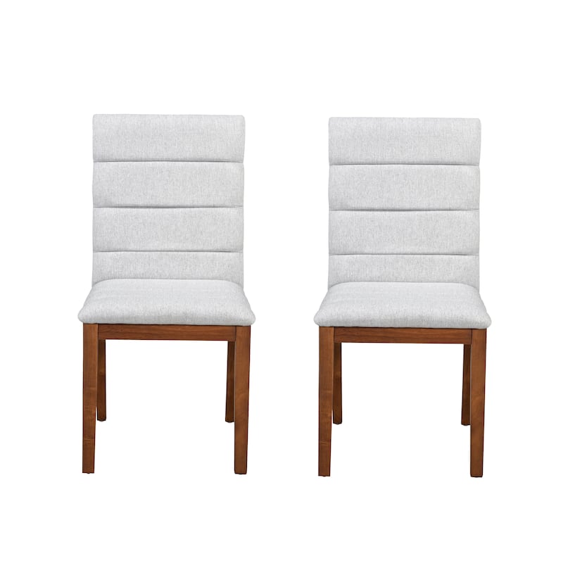 Upholstered Dining Chairs Set of 2, Armless Side Chairs with Solid Wood Legs, Modern Fabric Accent Chairs for Dining Room