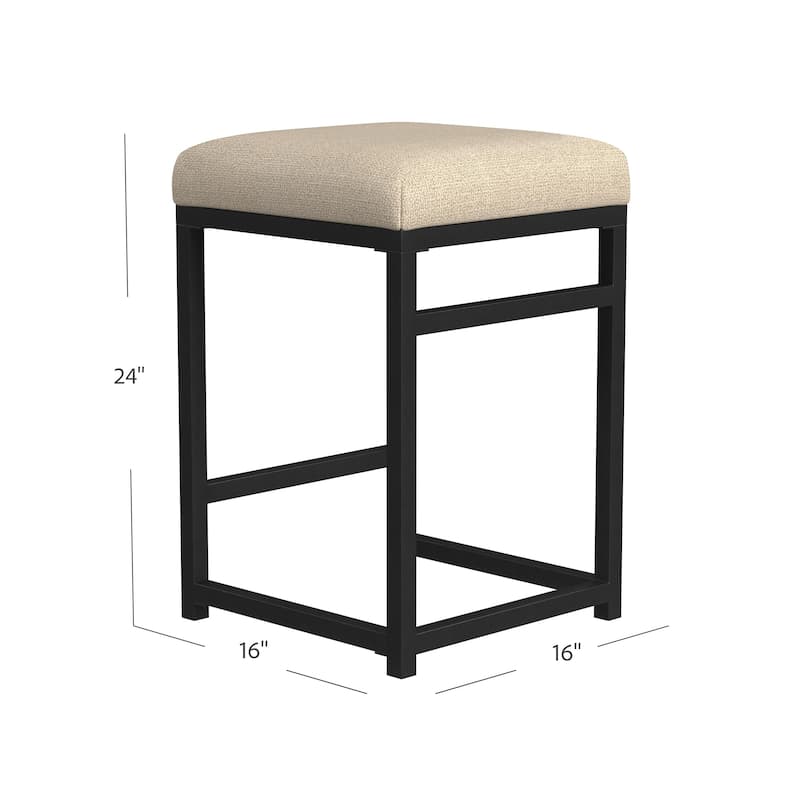 Toko Backless Counter Height Stool, Brown Polyester Industrial Black