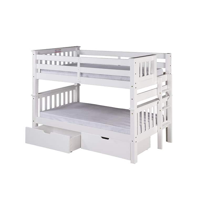 Farmhouse Bunk Beds Full Over Full Solid Wood, Under Bed Storage, Grey Twin Size