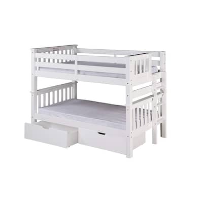 Farmhouse Bunk Beds Full Over Full Solid Wood, Under Bed Storage, Grey Twin Size