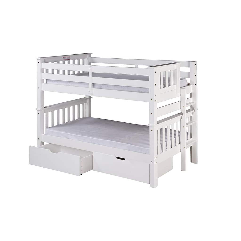 Farmhouse Bunk Beds Full Over Full Solid Wood, Under Bed Storage, Grey Twin Size