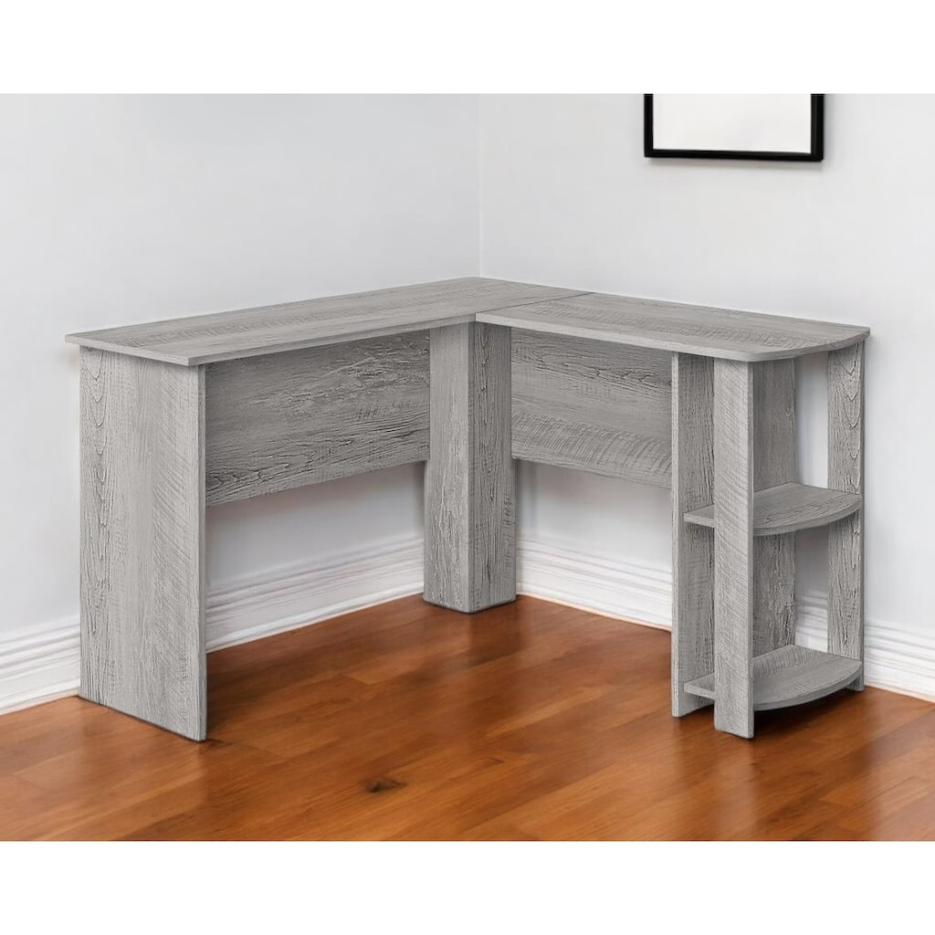 HomeRoots 47" Gray Wood L Shape Computer Desk