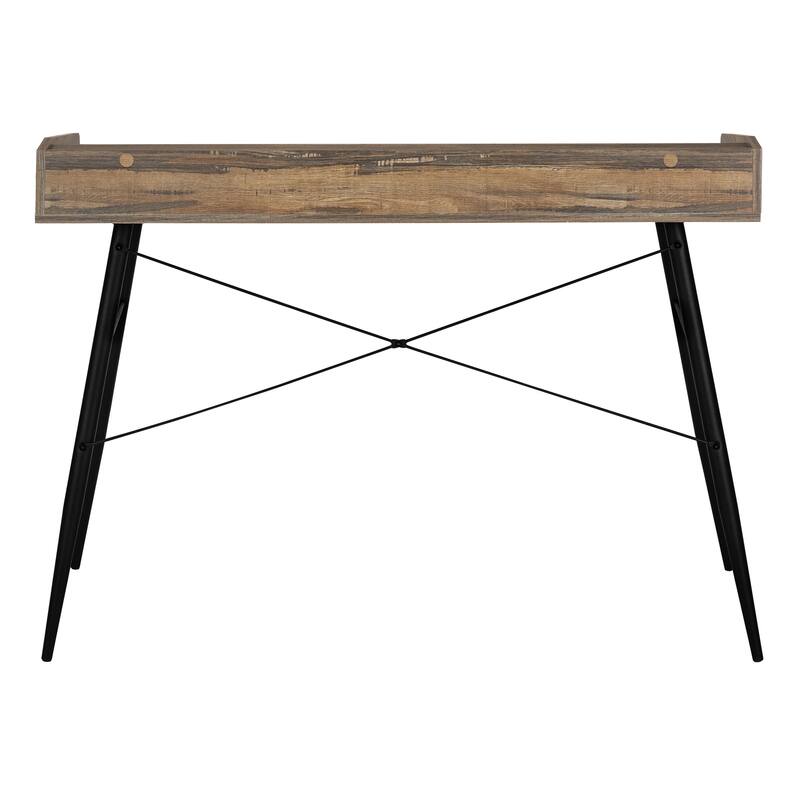 Computer Desk, Home Office, Laptop, Storage Shelves, 48"l, Work, Brown Laminate, Black Metal, Contemporary, Modern