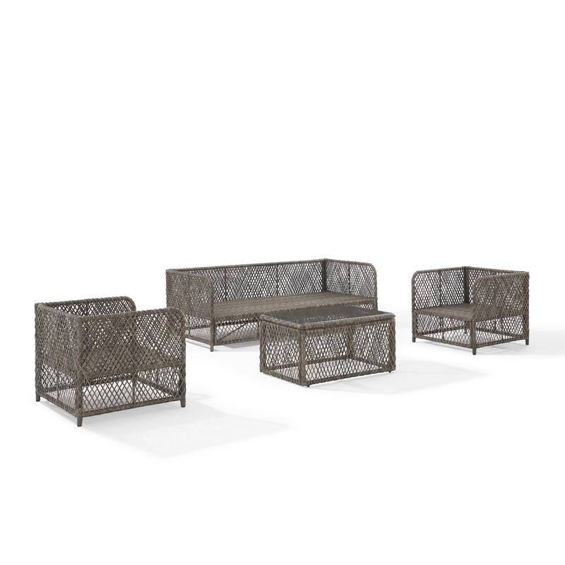 Crosley Granite Bay 4Pc Wicker Outdoor Sofa Patio Furniture Set