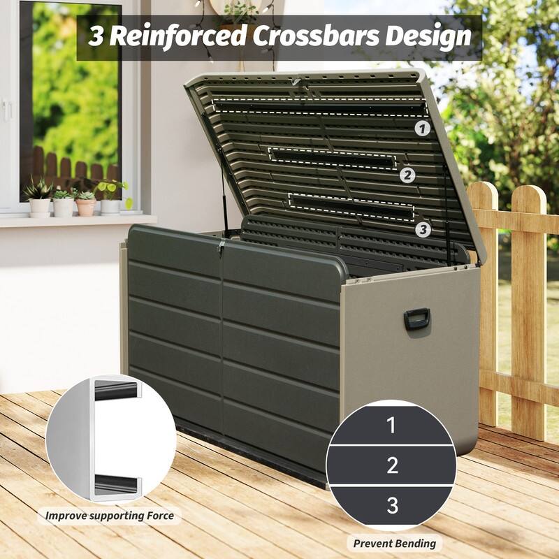 Domi 200 Resin Gallon Outdoor Storage Box - Waterproof, UV-Resistant Deck Box with Lockable Lid
