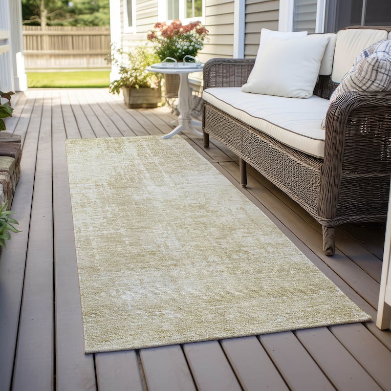 Machine Washable Indoor/ Outdoor Chantille Abstract Ombre Rug - Beige - 2'3" x 7'6"